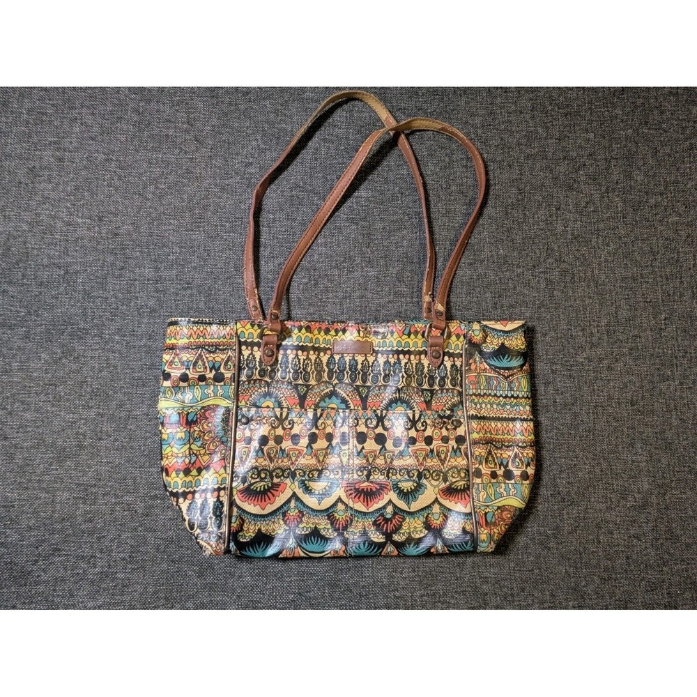 The Sak Sakroots Crossbody Coated Canvas Multicolor Boho Hippie Leather Strap